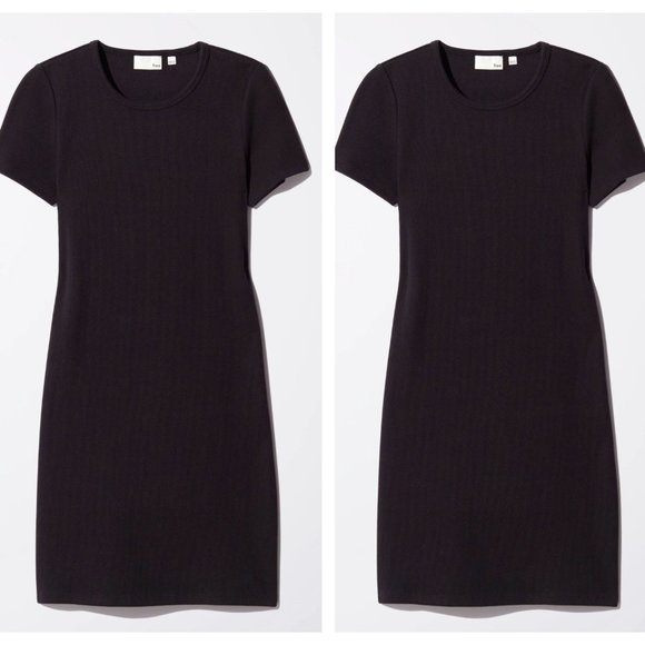 WILFRED FREE x ARITZIA Ribbed Knit Mini Dress Black {W52} - Picture 1 of 7
